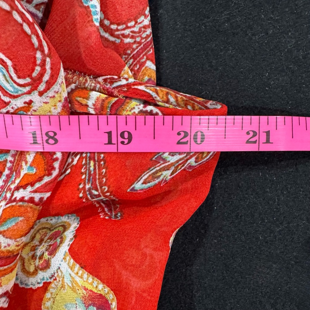 new directions Orange Paisley Lace-Trim Peasant Blouse 03-0116 - Picture 7 of 8
